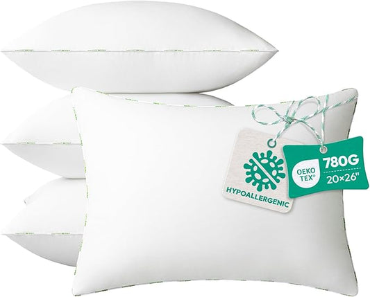 Throw Pillow Inserts (Pack of 4, 20 x 26 Inches, White) - Hypoallergenic 100% Virgin Fiber Lumbar Pillow Form Microfiber Throw Pillows for Bed and Couch Pillows | Indoor Decorative Pillow