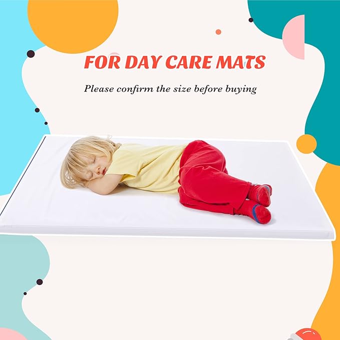 Lounsweer 10 Pcs Daycare Nap Mat Sheet 24 x 52 Day Care Rest Mat Cover Fitted Polyester Baby Pillowcase Style Sheets for Boy Girl Classroom Nursery Kindergarten Kid Sleeping, White