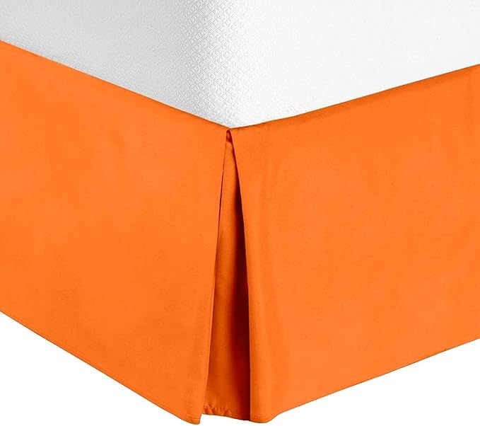 Bed Skirt - Soft Quadruple Pleated Ruffle - Easy Fit with 16 Inch Tailored Drop - Hotel Quality, Shrinkage and Fade Resistant//Orange/Full