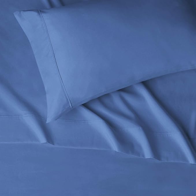 Amazon Basics Lightweight Breathable Super Soft Easy Care Wrinkle Resistant Brushed Microfiber 3-Piece Bed Sheet Set with 14-Inch Deep Pockets,Twin,Dutch Blue,Solid,(Pack of 4)