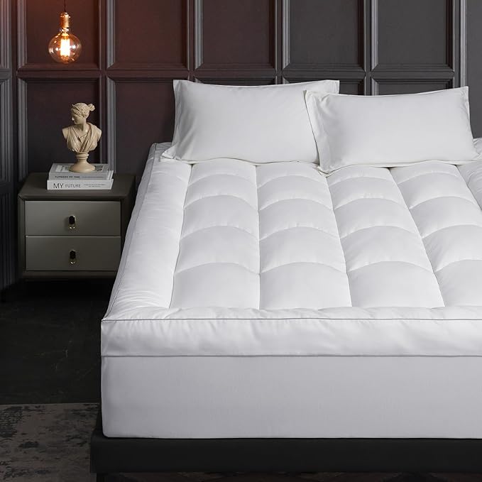 HYPREST Mattress Topper Twin, Extra Thick Down Alternative Mattress Topper 1300 GSM, 100% Cotton Cooling Soft Quilted Plush Pillow Top Mattress Pad 8-24"