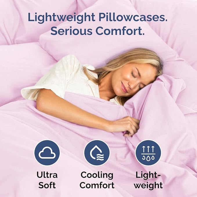 King Pillow Cases Set of 4 - Ultra Soft Hotel Quality Pillowcase Covers - Comfy, Cozy & Wrinkle Free - Shrinkage, Stain & Fade Resistant - Machine Washable Pillow Protectors - 4 Piece Set - Light Pink