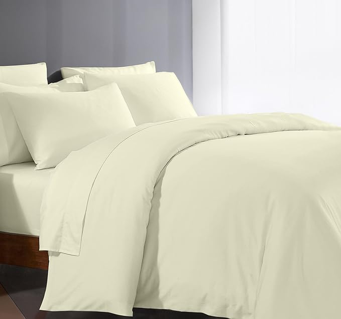Queen Duvet Cover 1 Piece 1000 Thread Count 100% Egyptian Cotton Long Staple Quilt Cover Full Size, Silky Soft, Breathable with Hidden Zipper Closure Duvet Cover (Ivory)