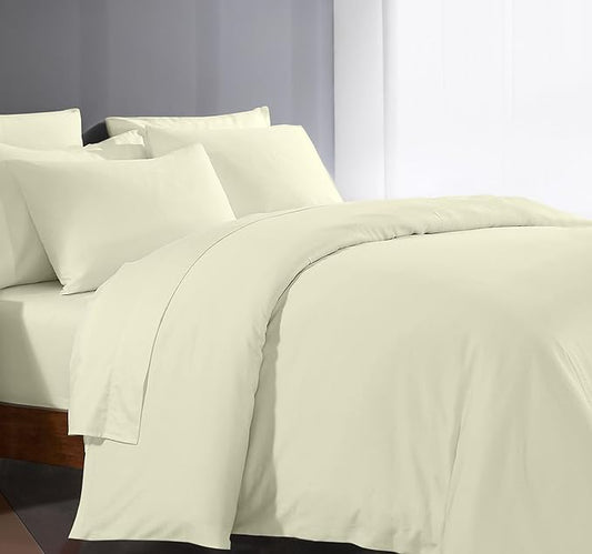 Queen Duvet Cover 1 Piece 1000 Thread Count 100% Egyptian Cotton Long Staple Quilt Cover Full Size, Silky Soft, Breathable with Hidden Zipper Closure Duvet Cover (Ivory)