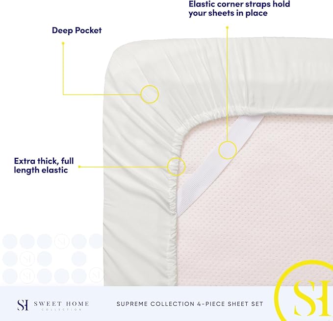 Full Size Sheet Sets - Breathable Luxury Sheets with Full Elastic & Secure Corner Straps Built In - 1800 Supreme Collection Extra Soft Deep Pocket Bedding Set, Sheet Set, Full, Ivory