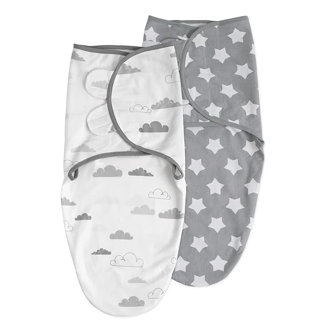 Organic Baby Swaddle Sleep Sacks, 2-Pack Swaddles for Newborns Baby Essentials, Infant 0-3 Months, 100% Cotton Soft & Snug Adjustable Wrap Nursery Swaddling Blankets Improves Sleep
