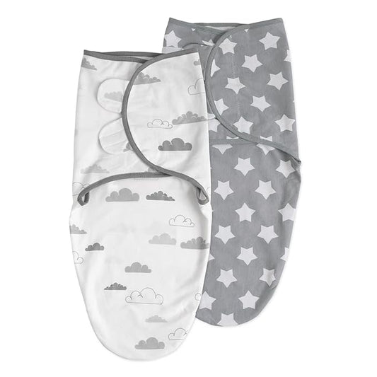 Organic Baby Swaddle Sleep Sacks, 2-Pack Swaddles for Newborns Baby Essentials, Infant 0-3 Months, 100% Cotton Soft & Snug Adjustable Wrap Nursery Swaddling Blankets Improves Sleep