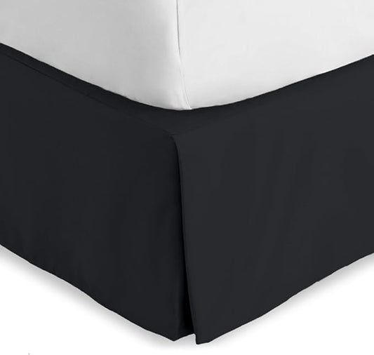 Bare Home Kids Twin Bed Skirt - 15-Inch Tailored Drop Easy Fit - Bed Skirt for Beds - Center & Corner Pleats (Twin, Black)
