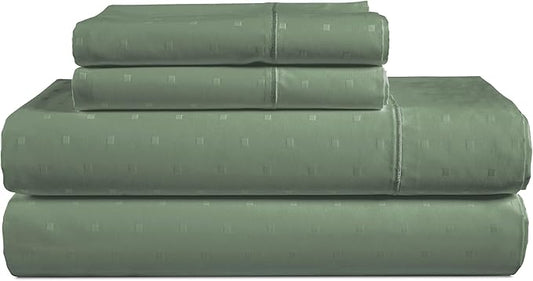 LANE LINEN 100% Egyptian Cotton Bed Sheets - Cal King 4-Piece Set, Long Staple Cotton, Luxury Hotel Quality, Fits Up to 16" Mattress, Swiss Dot - Iceberg Green