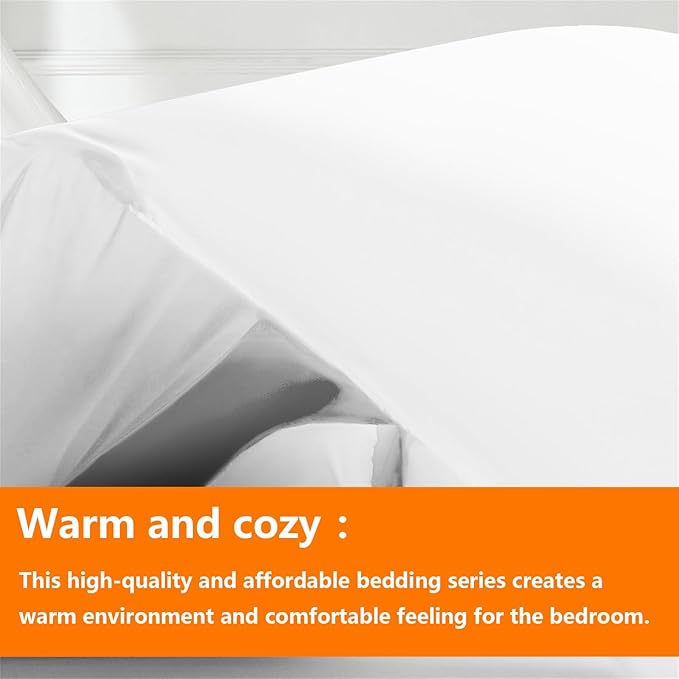 TAIMIT White Twin Size Comforter Set - 5 Pieces, Bed in a Bag Bedding Sets with All Season Soft Quilted Warm Fluffy Reversible Comforter,Flat Sheet,Fitted Sheet,1 Pillow Shams,1 Pillowcases