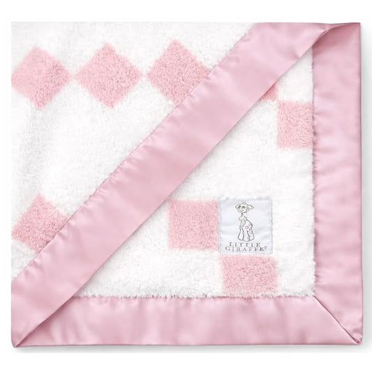 Little Giraffe Luxe Baby Blanket – 29x35” Satin Trim, Stairway Dusty Pink | Ultra-Soft, Hypoallergenic Stroller & Nursery Blanket | Perfect for Newborns & Toddlers