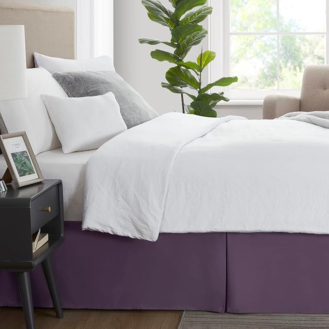 Nestl Dark Purple Bed Skirt Queen Size - Queen Bed Skirt 14 Inch Drop - Brushed Microfiber Bed Skirts - Hotel Quality Pleated Bed Skirt - Shrinkage & Fade Resistant