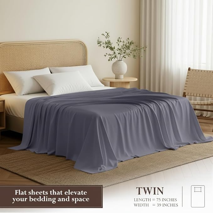 Utopia Bedding Flat Sheets - Pack of 6 - Soft Brushed Microfiber Fabric - Shrinkage & Fade Resistant Top Sheet - Easy Care (Twin, Grey)