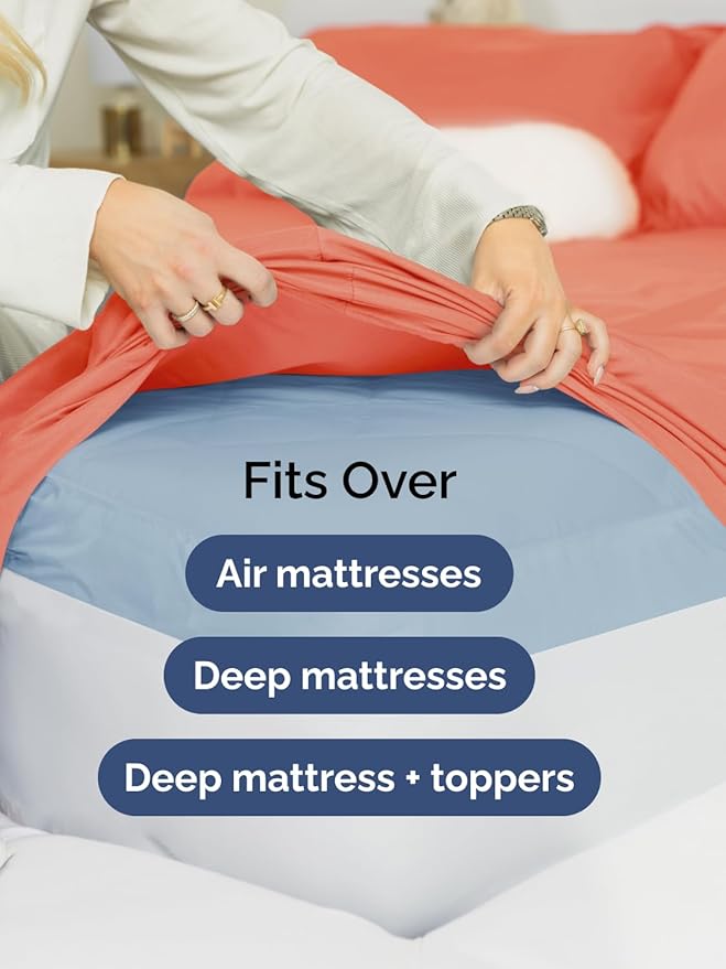 Extra Deep Twin XL Sheet Set - 4 Piece Breathable and Cooling Sheets - Hotel Luxury Bedding for Women, Men, Kids & Teens - Easy & Secure Fit - Soft, Wrinkle Free and Comfy - Extra Deep Pockets - Coral