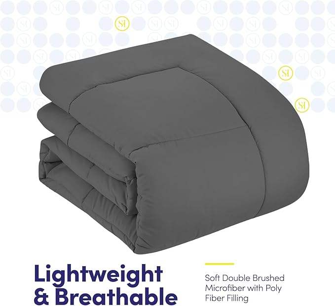 Twin XL Comforter Set with Sheets - Soft & Breathable Piece Bedding Collection - 1 Comforter, 1 Fitted Sheet, 1 Flat, Pillowcases - Deep Pocket - Premium Quality - Ideal for All Seasons, Gray