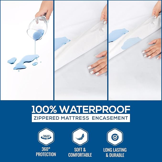Utopia Bedding Mattress Protector Zippered Crib Size (Pack of 2), 100% Waterproof Bed Bug and Dust Mite Proof Mattress Encasement, Absorbent 6 Sided Mattress Cover