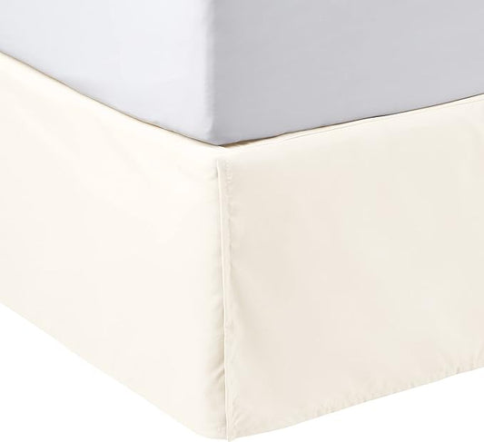 Amazon Basics Lightweight Pleated Bed Skirt, Queen, Off White, Solid (Pack of 8)