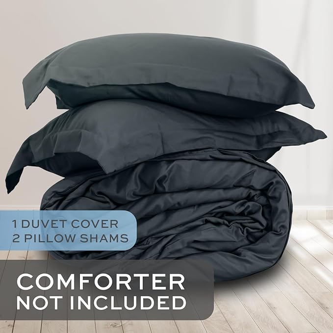 White Classic Grey Duvet Cover King Size, Microfiber Duvet Cover with Zipper, Set of 1 Down Comforter Cover with 2 Pillow Shams, Luxury Comforter Cover King Size | Comforter Not Included