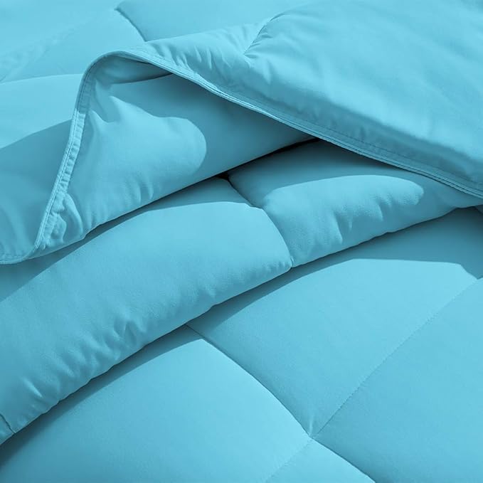 H&H Decor Luxurious & Super Soft 1 Piece Comforter 300 GSM & 4 Pcs Sheet Set 100% Egyptian Cotton 1000 Thread Count Pattern Solid (King, Aqua Blue,Solid)