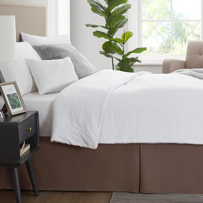Nestl Dark Brown Bed Skirt Cal King Size - Cal King Bed Skirt 14 Inch Drop - Brushed Microfiber Bed Skirts - Hotel Quality Pleated Bed Skirt - Shrinkage & Fade Resistant