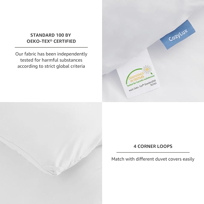 CozyLux White Full Size Comforter Set, 3 Pieces Solid Breathable Quilted Style Bedding Sets, Luxury Fluffy Soft Bed Set with Down Alternative Comforter for All Season (1 Comforter & 2 Pillowcases)