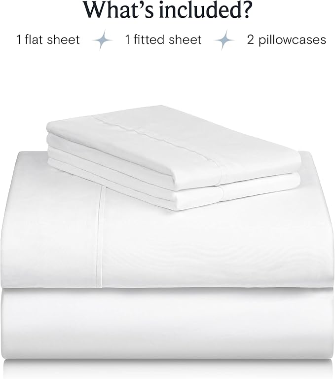 LuxClub 4 PC Full Size Sheet Set Bed Sheets Deep Pockets 18" Wrinkle Free Cooling Bed Sheets Machine Washable Hotel Bedding Silky Soft - White Full