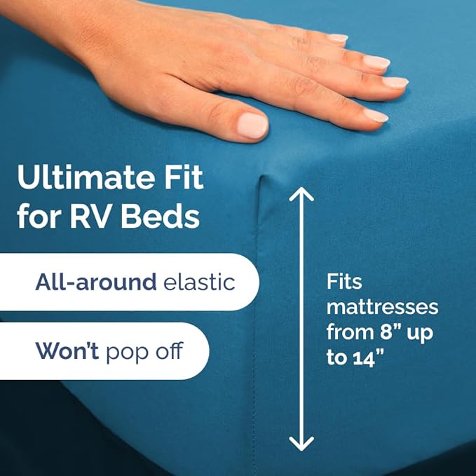 Short Queen RV Size 4 Piece Sheet Set - Comfy Breathable & Cooling Bed Sheets Set - Hotel Luxury Bedding for Women, Men, Kids, Teens, Boys & Girls - Deep Pockets & Ultra-Soft - Oeko-Tex - Denim Blue