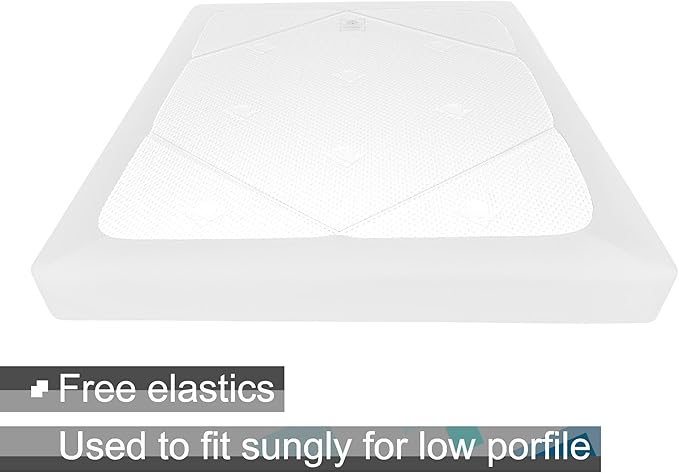 Box Spring Cover King/Cal King Size - Jersey Knit & Stretchy Wrap Around 4 Sides Bed Skirt for Hotel & Home, White