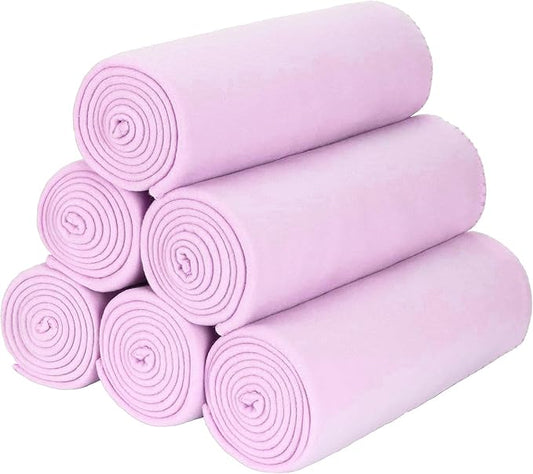 Fleece Throw Blankets Bulk Fleece Blankets Solid Wholesale Lightweight Warm Soft for Pet Bed Sofa Couch Office Wedding Gifts Travel Seasons Lilac 50x60 Inches Pack of 6