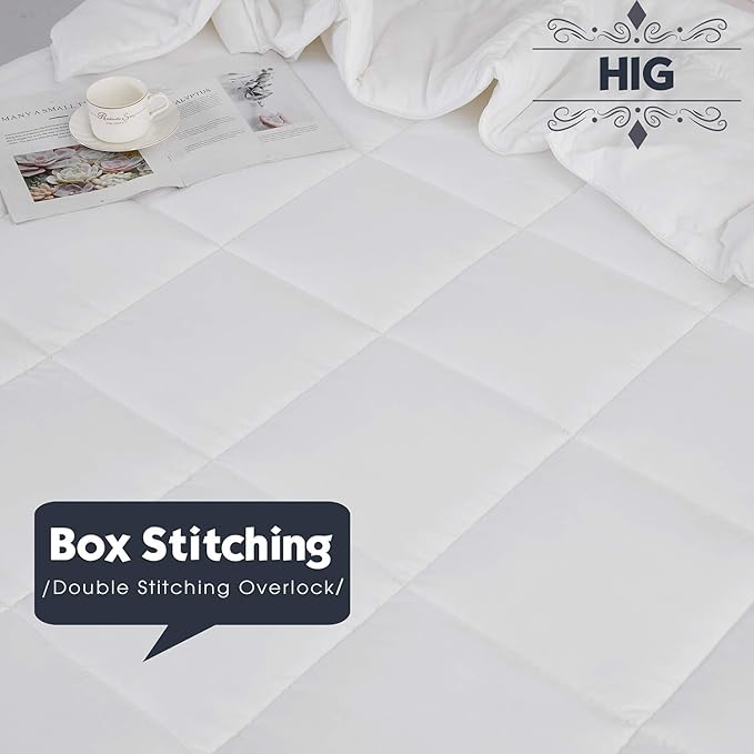 HIG 3pc Down Alternative Comforter Set - All Season Reversible Comforter with Two Shams - Quilted Duvet Insert with Corner Tabs - Box Stitched - Breathable, Soft, Fluffy(King/Cal King, Pure White)