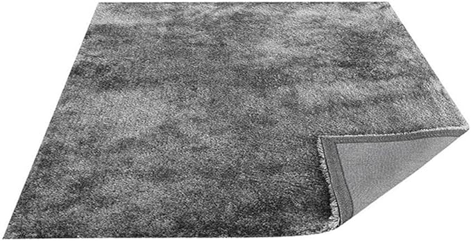 Hand Tufted SHAG Polyester ECO-Friendly Area Rugs - 8'x8', Square, Silver, Solid Plain Design, High Pile Thick Handmade Anti Skid Area Rugs for Living Room, Bed Room K00111
