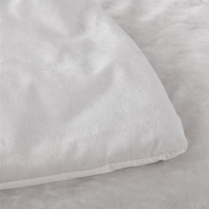 Sunshine Nicole Distressed Velvet Comforter Set, Distressed Velvet Face and Brushed Solid Microfiber Reverse, with Light Weight Soft Poly Fill, 5 Pieces Light Ivory, Queen