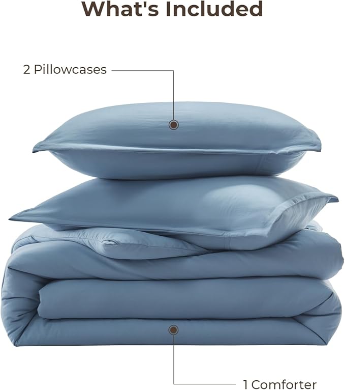 Litanika Twin XL Comforter Set Dusty Blue - 2 Pieces Extra Long Bed Set for College Dorm, All Season Bedding Set for Girls and Boys