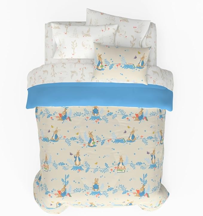 Peter Rabbit Easter Kids Bedding Super Soft & Cozy Reversible Microfiber Comforter and Sheet Set with Sham, 7 Piece Full Size, (Officially Licensed Product) by Franco