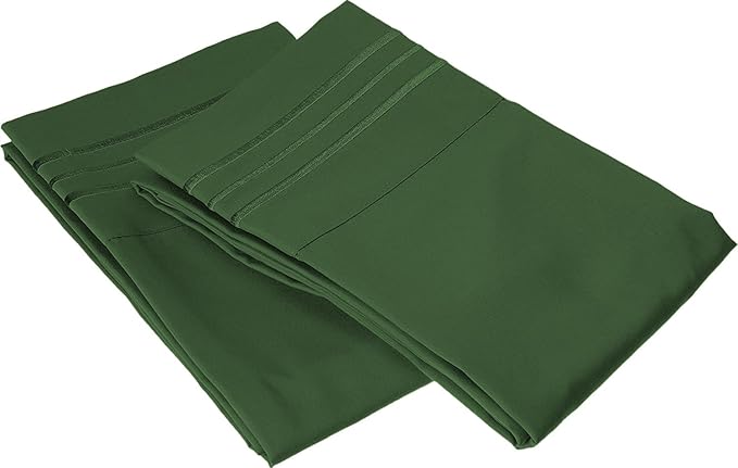 Elegant Comfort Wrinkle & Fade Resistant 1500 Premium Hotel Quality Microfiber Ultra Soft Luxurious 2-Piece Pillowcases, King Size, Hunter Green