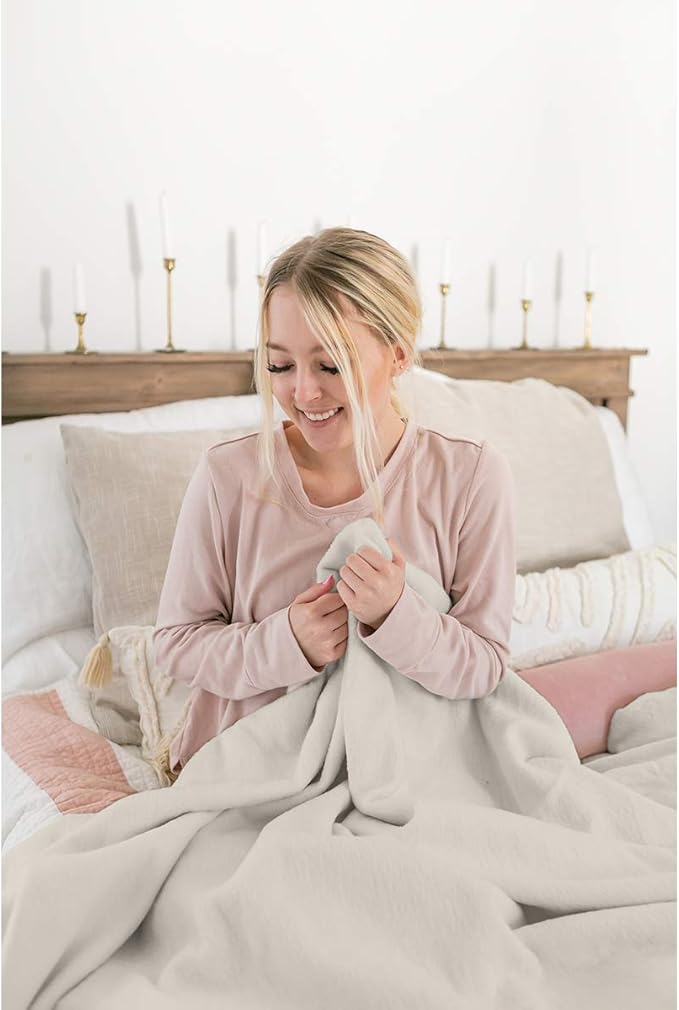 Peacock Alley All Seasons Luxury Cotton Blanket – 100% Long Staple Cozy Cotton Blanket for Sofa, Bed, and Crib - Queen, Flint