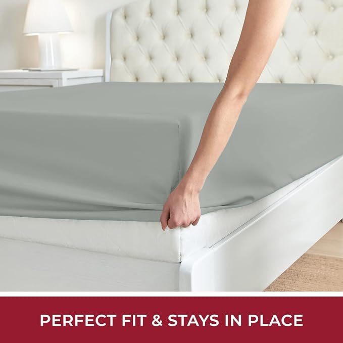 Mellanni California King Fitted Sheet - Iconic Collection Bedding Sheets with up to 16 inch Deep Pocket - Soft & Cooling - Fade & Stain Resistant - 1 PC (Cal King, Spa Mint)