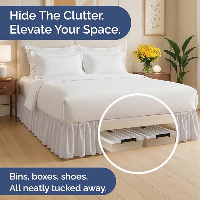 Bedskirt King Size Ruffle - 18 inch Drop Dust Ruffle Bed Skirt with Platform - Soft, Easy Fit, Premium Hotel Quality - Wrinkle, Fade & Shrink Resistant - for Women, Men, Kids and Teens - Light Grey