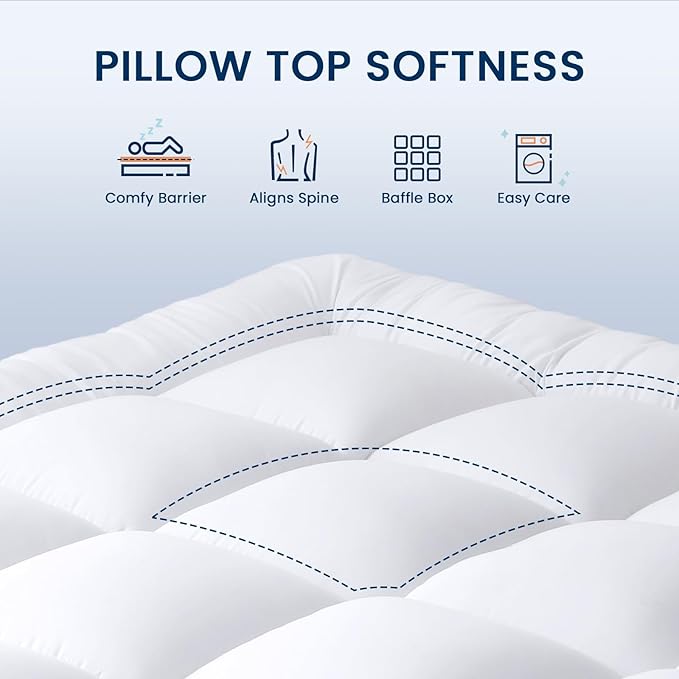 YUGYVOB Twin Size Mattress Pad Extra Thick, Cooling, and Breathable Mattress Topper 8-21" Deep Pocket Soft Down Alternative Fill