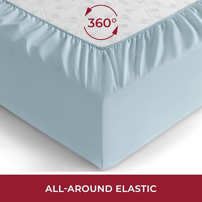 Mellanni Queen Fitted Sheet - Iconic Collection Bedding Sheets with up to 16 inch Deep Pocket - Soft & Cooling - Fade & Stain Resistant - 1 PC (Queen, Aqua)