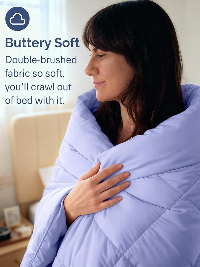Full Size, Lavender Alternative Down Comforter - Warm, Lightweight & Breathable Hotel Quality Bedding Set for Men, Women, Kids & Teens - All Season Oversized Cooling Microfiber Duvet Insert Comforter