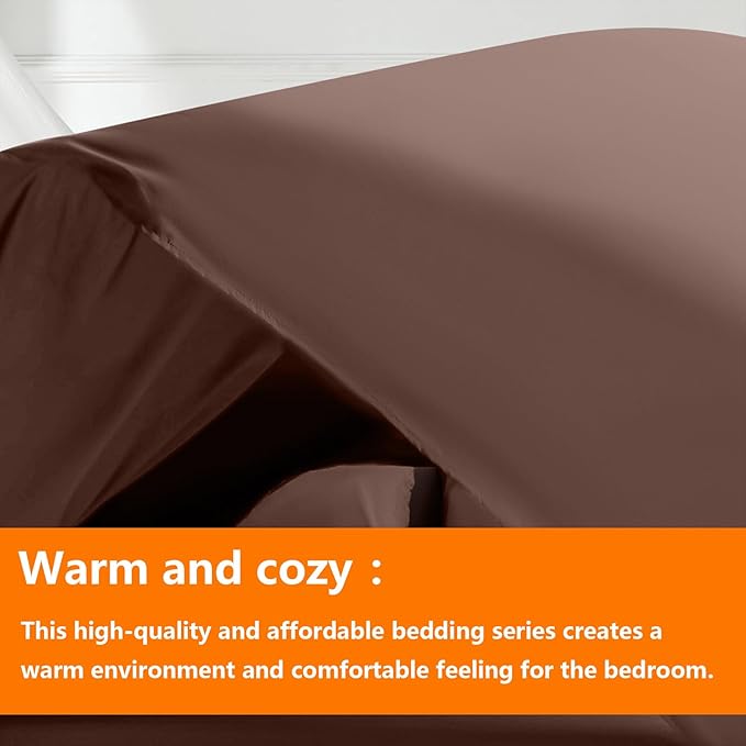 TAIMIT Brown Full Size Comforter Set - 7 Pieces, Bed in a Bag Bedding Sets with All Season Soft Quilted Warm Fluffy Reversible Comforter,Flat Sheet,Fitted Sheet,2 Pillow Shams,2 Pillowcases