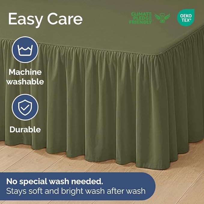Bedskirt Full Size Ruffle - 12 inch Drop Dust Ruffle Bed Skirt with Platform - Soft, Easy Fit, Premium Hotel Quality - Wrinkle, Fade & Shrink Resistant - for Women, Men, Kids and Teens - Sage Green