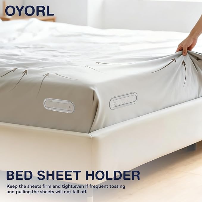 Lock & Secure Bed Sheet Holders for Corners - No-Slip Clips with Reinforced Grip Keep Sheets Tight & Neat, No More Loose Wrinkles, Durable ABS Material for All Mattress Types