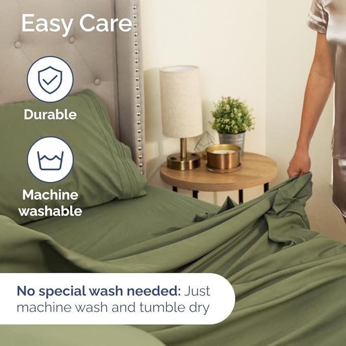 Full XL Size 4 Piece Sheet Set - Comfy Breathable & Cooling Bed Sheets Set - Hotel Luxury Bedding for Women, Men, Kids, Teens, Boys & Girls - Deep Pockets, Soft, Wrinkle Free - Oeko-Tex - Sage Green
