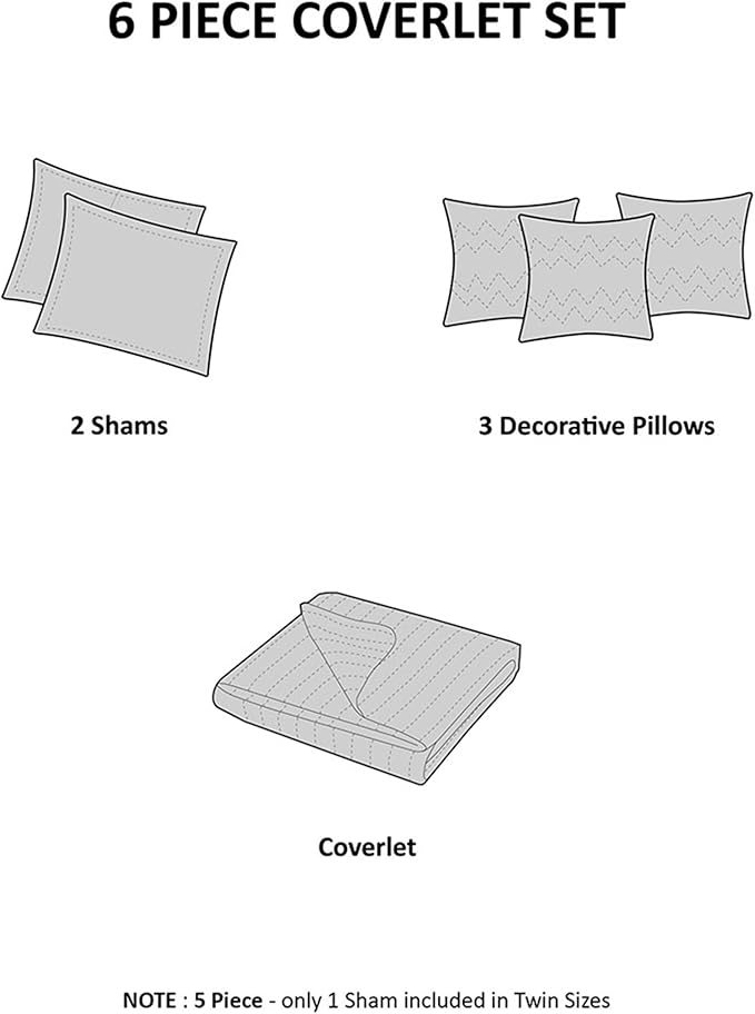 Madison Park Quilt Set Cottage Coastal Design, Starfish Print - All Season, Coverlet Bedspread Lightweight Bedding Layer, Shams, Toss Pillows, King/Cal King(104"x94"), Pebble Beach Coral 6 Piece