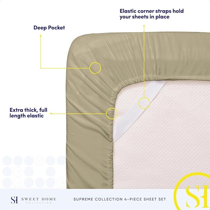 Full Size Sheet Sets - Breathable Luxury Sheets with Full Elastic & Secure Corner Straps Built In - 1800 Supreme Collection Extra Soft Deep Pocket Bedding Set, Sheet Set, Full, Sage