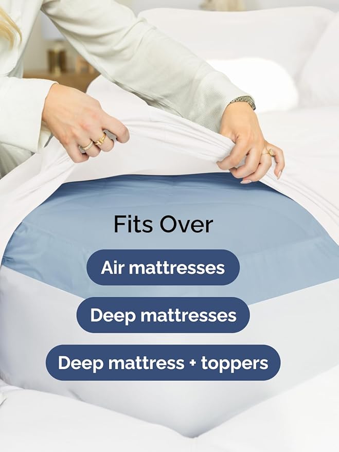 Extra Deep Split King Sheet Set - 7 Piece Breathable and Cooling Sheets - Hotel Luxury Bedding for Women, Men, Kids & Teens - Easy Secure Fit - Soft & Wrinkle Free - Extra Deep Pockets - Antique White