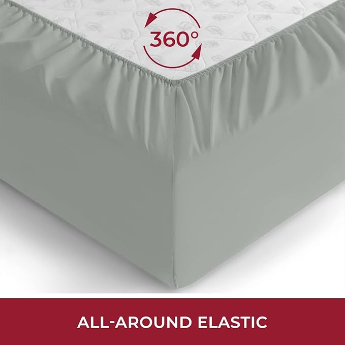 Mellanni Twin Fitted Sheet - Iconic Collection Bedding Sheets with up to 16 inch Deep Pocket - Soft & Cooling - Fade & Stain Resistant - 1 PC (Twin, Spa Mint)