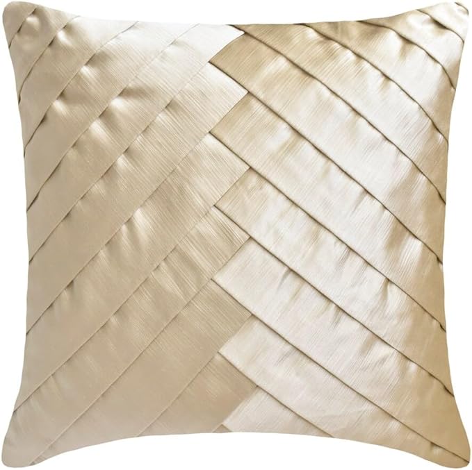 The HomeCentric King/Queen/Twin Ivory Designer Twin 53"x18" Bed Runner with Pillow Cover, Pintucks, Textured & Satin Bed Scarf on Satin Fabric - Glazed Satin